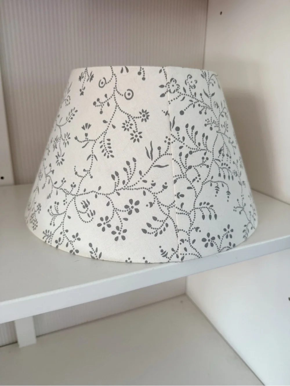 IKEA | Small White Lampshade With Light Gray Dotted Vines Floral Minimalist GUC